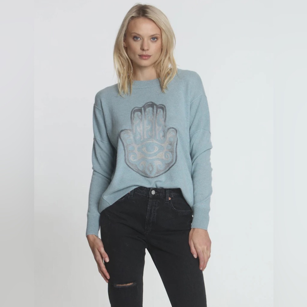 Label + thread Hamsa Hand Crew wool cashmere long sleeve
